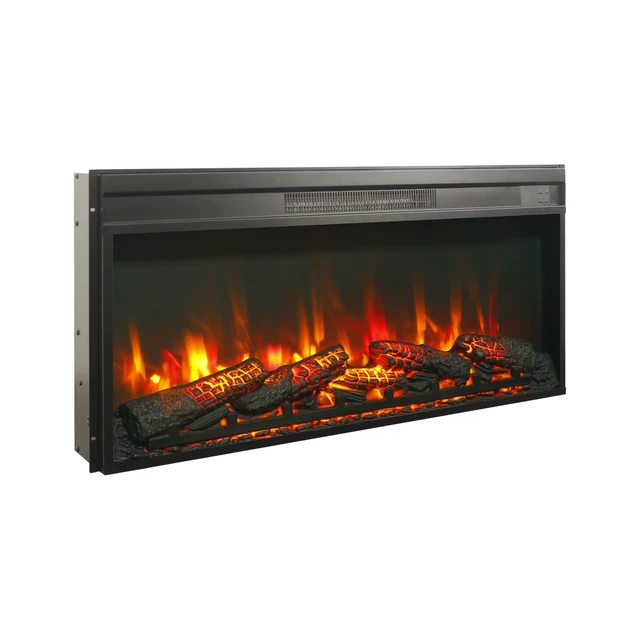 Alt view image 6 of 7 - 36 inch electric fireplace insert, ultra thin heater with log set & realistic flame, remote control with timer, overheating protection