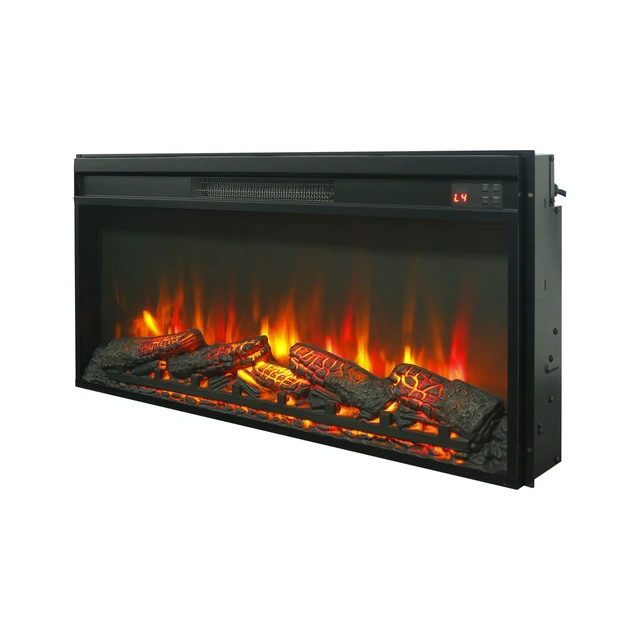 Alt view image 5 of 7 - 36 inch electric fireplace insert, ultra thin heater with log set & realistic flame, remote control with timer, overheating protection
