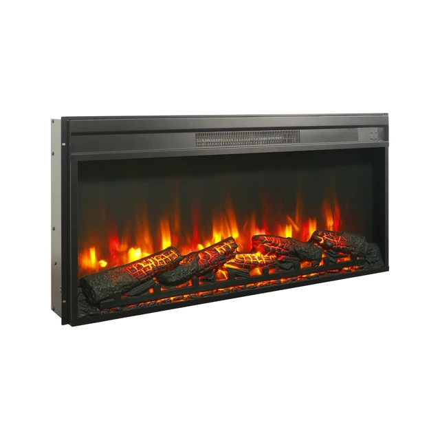 Alt view image 2 of 7 - 36 inch electric fireplace insert, ultra thin heater with log set & realistic flame, remote control with timer, overheating protection