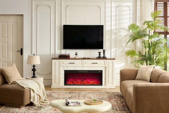 Alt view image 7 of 7 - 36'' Electric Fireplace Inserts, Recessed & Built in Wall Electric Fireplace Heater with Fire Crackling Sound, Adjustable Top Light & Flame Speed, Overheating Protection, 750/1500W Black