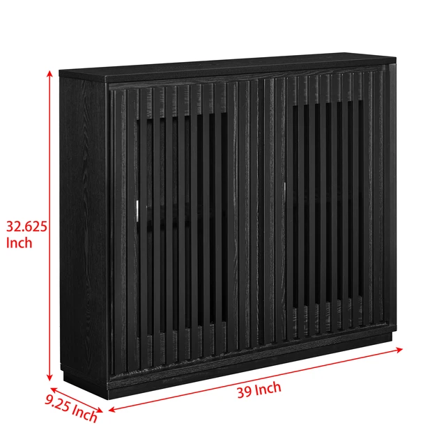 Alt view image 7 of 7 - Mid Century Modern Fluted Hollowed Out Sideboard Cabinet with 2 Outlet Holes, Buffet Cabinet with Storage, Black Storage Cabinet for Living Room, Entryway, Hallway, Dining Room, Kitchen