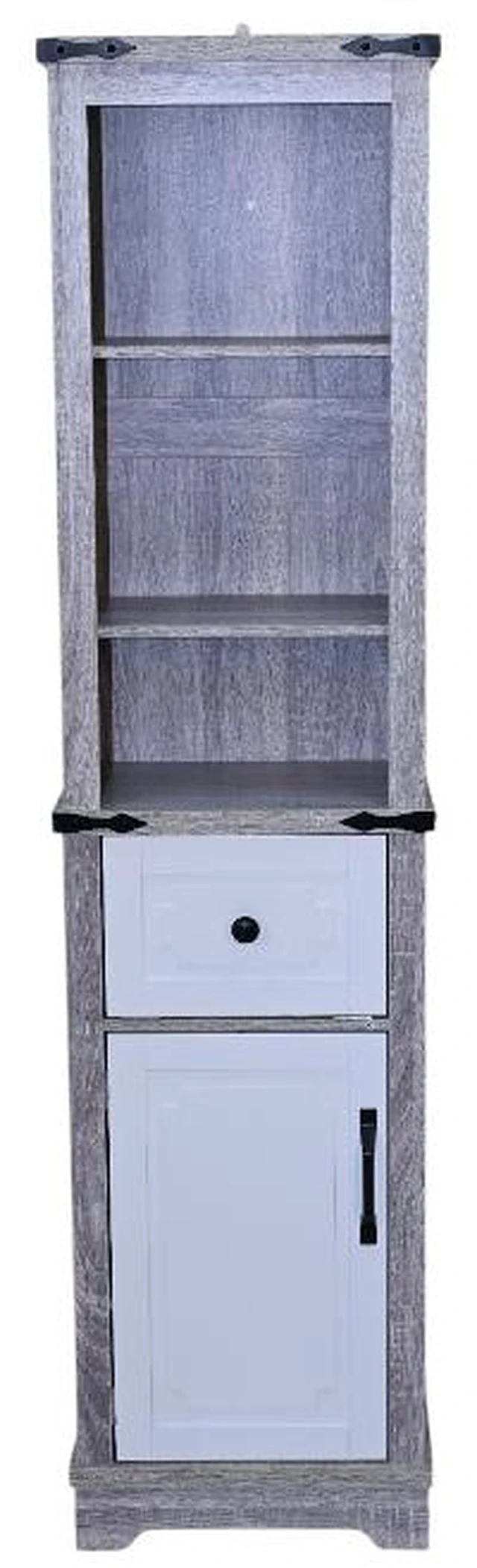 Alt view image 5 of 7 - Narrow cabinet,Bathroom Storage Cabinet, Farmhouse Storage Cabinet with Adjustable Shelves & Storage Drawer, Tall Linen Tower for Bathroom, Living Room, Grey+white color
