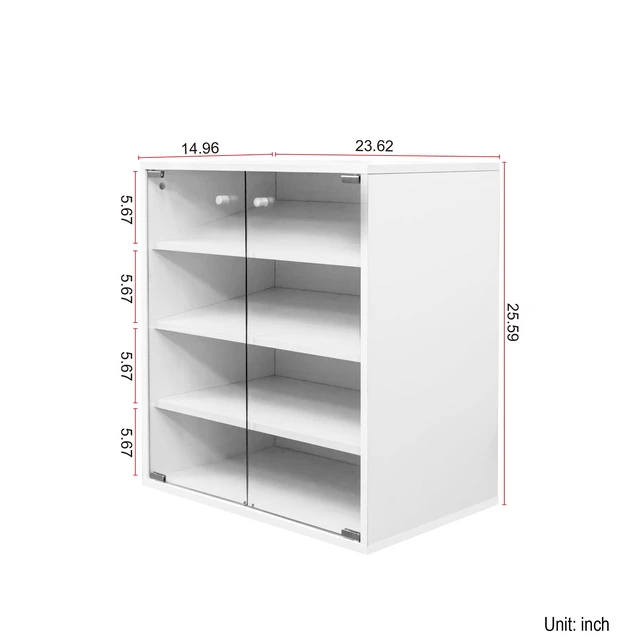 Alt view image 7 of 7 - Shoe Box with RGB LED Light, Wooden Stackable Shoe Storage Box with Glass Door, Shoe Storage Bin Shoe Display Case for Sneakers (4 Tier-1)