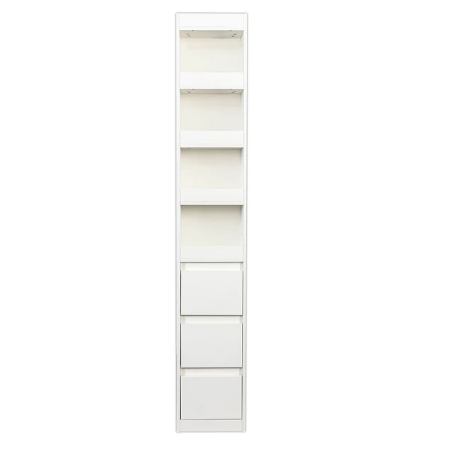 Alt view image 4 of 7 - 70.87" H Display Storage Cabinet , 4-Tier Shelf, 3 Side Drawers & 4 small display shelves , Modern Wooden Tall Bookshelf Bookcase for Living Room Home Office