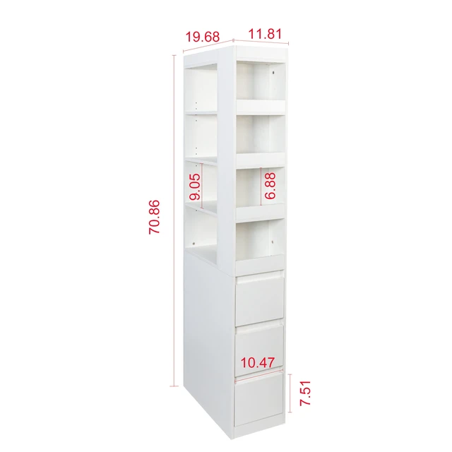 Alt view image 6 of 7 - 70.87" H Display Storage Cabinet , 4-Tier Shelf, 3 Side Drawers & 4 small display shelves , Modern Wooden Tall Bookshelf Bookcase for Living Room Home Office