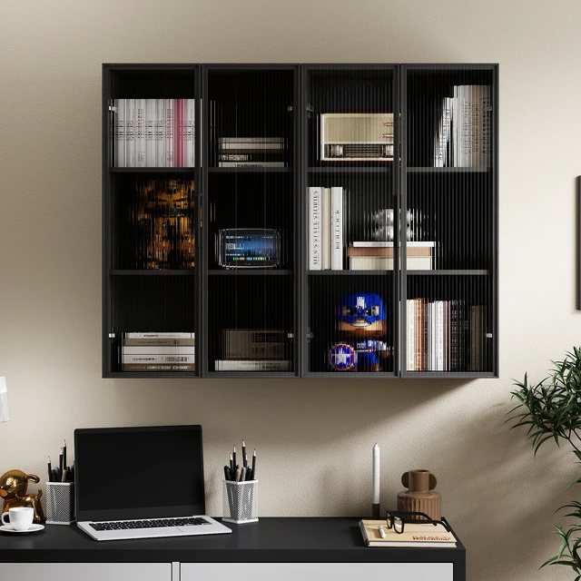 Alt view image 4 of 7 - Wall mounted bathroom kitchen storage cabinet with glass door,Glass kitchen cabinet wall cabinet wall storage cabinet balcony closet bathroom toilet wall storage cabinet