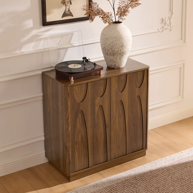 Alt view image 4 of 7 - Floor-standing cabinet, sideboard, freestanding self-service locker, with an embedded design, featuring two cabinet doors and adjustable shelves. Suitable for living rooms, entryways, and hallways.