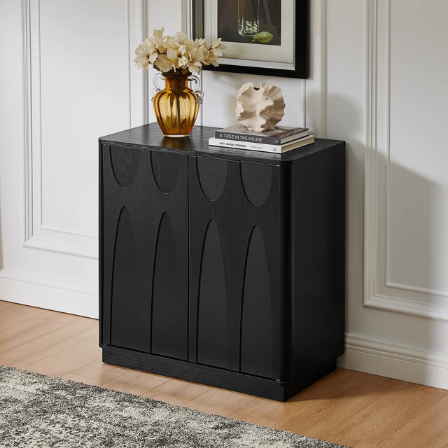 Alt view image 5 of 7 - Floor-standing cabinet, sideboard, freestanding self-service locker, with an embedded design, featuring two cabinet doors and adjustable shelves. Suitable for living rooms, entryways, and hallways.
