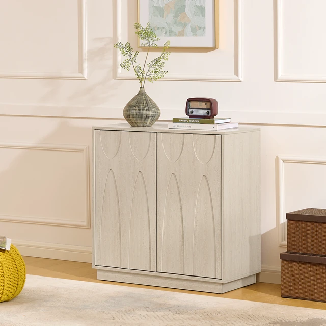 Alt view image 2 of 6 - Floor-standing cabinet, sideboard, freestanding self-service locker, with an embedded design, featuring two cabinet doors and adjustable shelves. Suitable for living rooms, entryways, and hallways.
