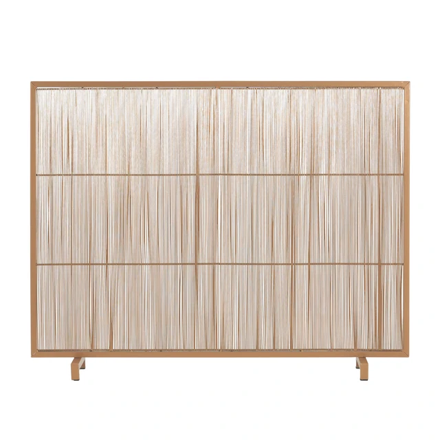 Alt view image 3 of 7 - Willow 1-Panel Iron Fireplace Screen 39" x 30", Golden Finish