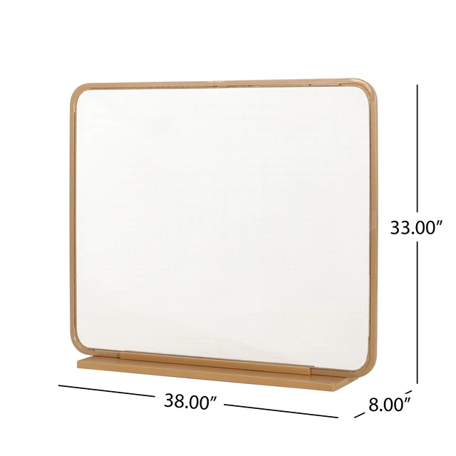 Alt view image 2 of 7 - Tahlia 1-Panel Iron Fireplace Screen 38" x 33", Golden Finish