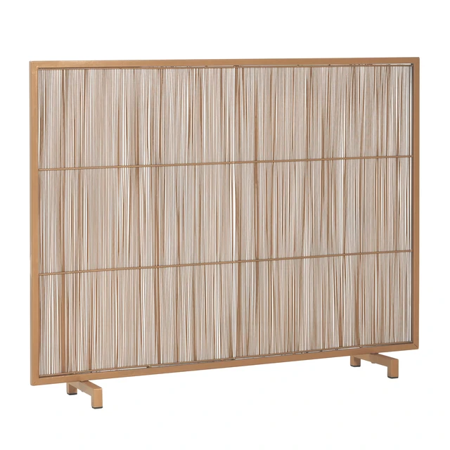Alt view image 6 of 7 - Willow 1-Panel Iron Fireplace Screen 39" x 30", Golden Finish