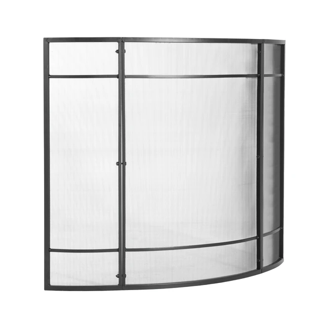 Alt view image 5 of 7 - Regina 1-Panel Curve Iron Fireplace Screen 38" x 32", Black Finish