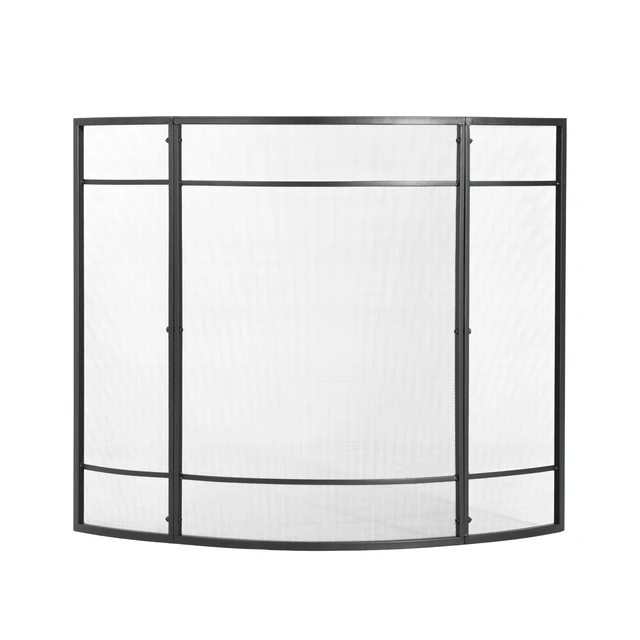 Alt view image 4 of 7 - Regina 1-Panel Curve Iron Fireplace Screen 38" x 32", Black Finish