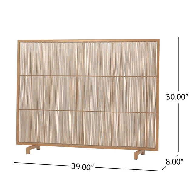 Alt view image 4 of 7 - Willow 1-Panel Iron Fireplace Screen 39" x 30", Golden Finish