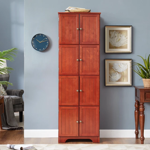 Main image of 72.4" Tall Storage Cabinet Tall Storage Cabinet with 8 Doors and 4 Shelves ,Bookshelf Living Room, Kitchen, Dining Room, Office Freestanding Storage Cabinet,Cherry