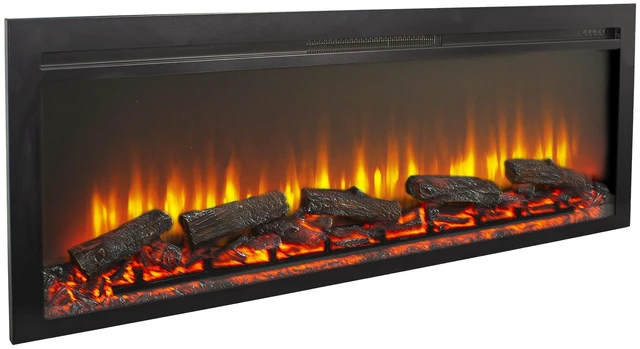Main image of 54 inch in wall recessed electric fireplace with remote and multi color flame & emberbed