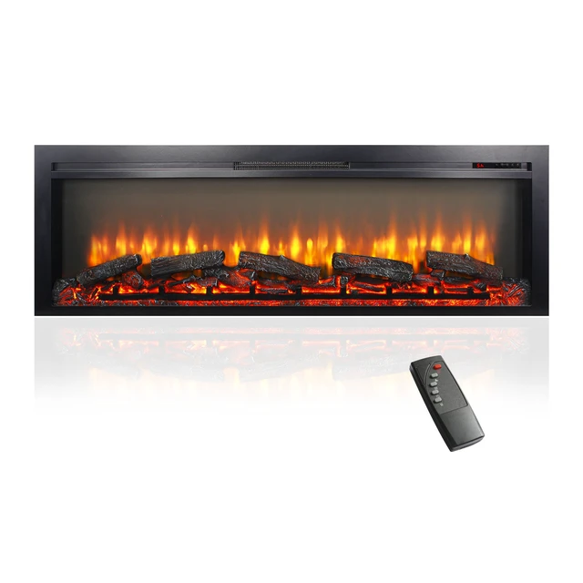 Alt view image 3 of 7 - 54 inch in wall recessed electric fireplace with remote and multi color flame & emberbed