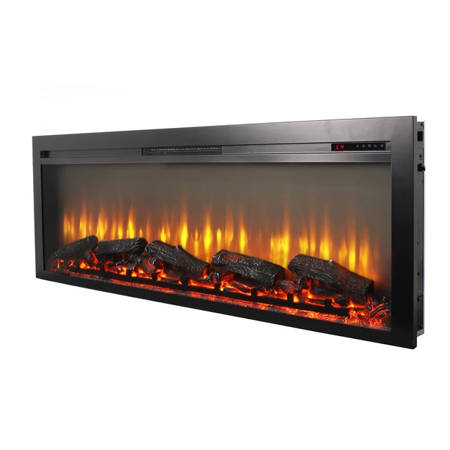 Alt view image 2 of 7 - 54 inch in wall recessed electric fireplace with remote and multi color flame & emberbed
