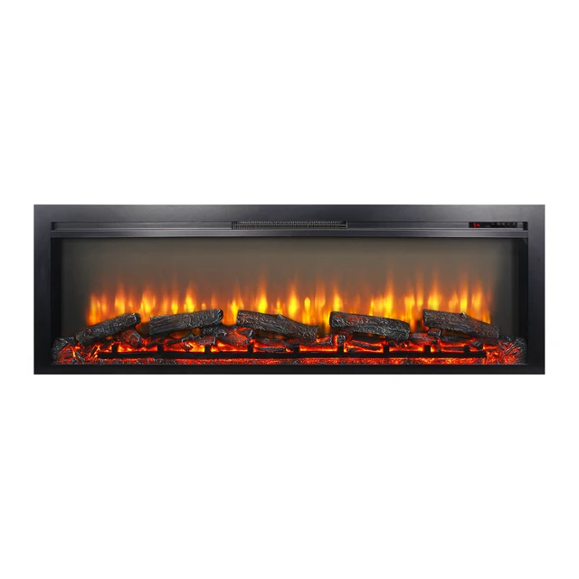 Alt view image 5 of 7 - 54 inch in wall recessed electric fireplace with remote and multi color flame & emberbed