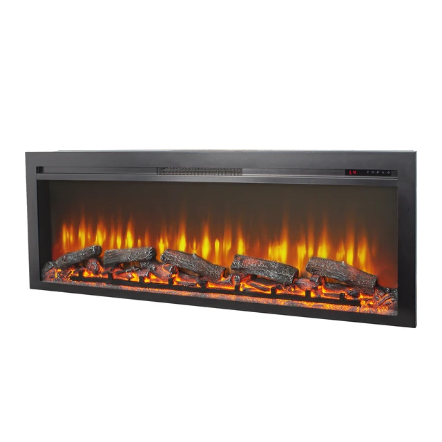 Alt view image 6 of 7 - 54 inch in wall recessed electric fireplace with remote and multi color flame & emberbed