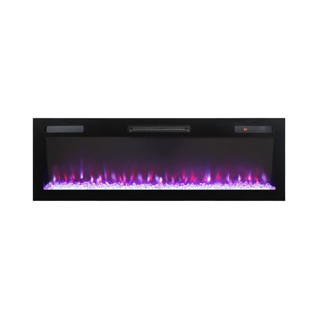 Alt view image 7 of 7 - 52 " Recessed and Wall Mounted Electric Fireplace, Low Noise, Remote Control with Timer, Touch Screen, Adjustable Flame Color and Speed, 750-1500W