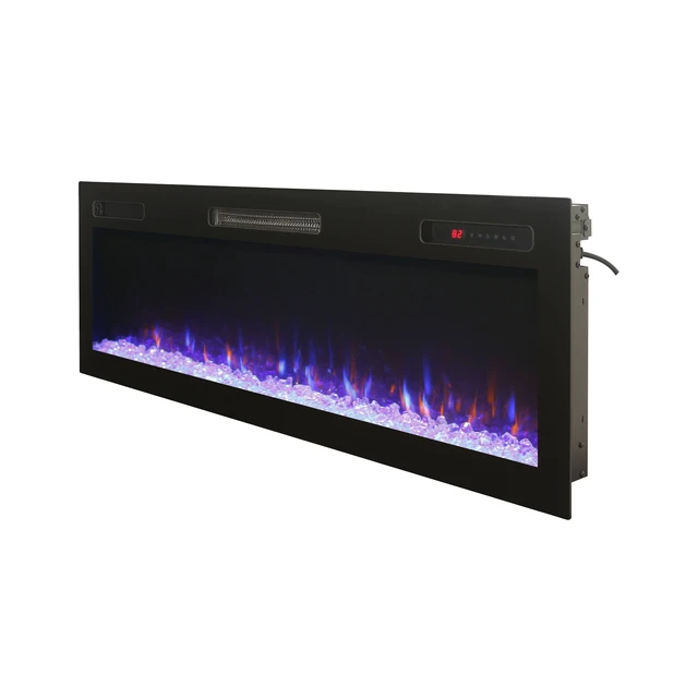 Alt view image 5 of 7 - 52 " Recessed and Wall Mounted Electric Fireplace, Low Noise, Remote Control with Timer, Touch Screen, Adjustable Flame Color and Speed, 750-1500W
