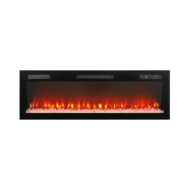 Alt view image 6 of 7 - 52 " Recessed and Wall Mounted Electric Fireplace, Low Noise, Remote Control with Timer, Touch Screen, Adjustable Flame Color and Speed, 750-1500W