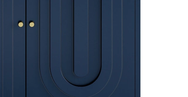 Alt view image 7 of 7 - Modern Blue Lacquered 4 Door Wooden Cabinet Sideboard Buffet Server Cabinet Storage Cabinet, for Living Room, Entryway, Hallway, Office, Kitchen and Dining Room