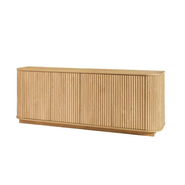 Alt view image 6 of 6 - Sideboard Storage Cabinet TV Stand with wave pattern Buffet Cabinet Wooden Vertical Striped Cabinet for Kitchen/Bedroom/Entryway. Natural, 64''W x 15''D x 24''H.