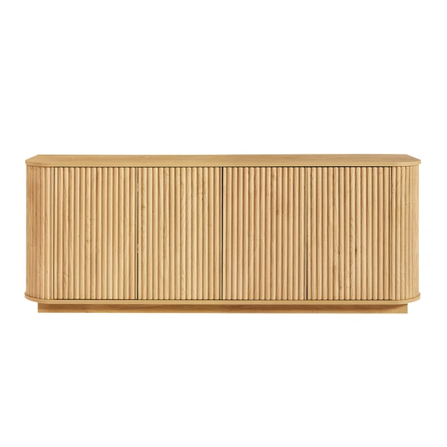 Alt view image 5 of 6 - Sideboard Storage Cabinet TV Stand with wave pattern Buffet Cabinet Wooden Vertical Striped Cabinet for Kitchen/Bedroom/Entryway. Natural, 64''W x 15''D x 24''H.