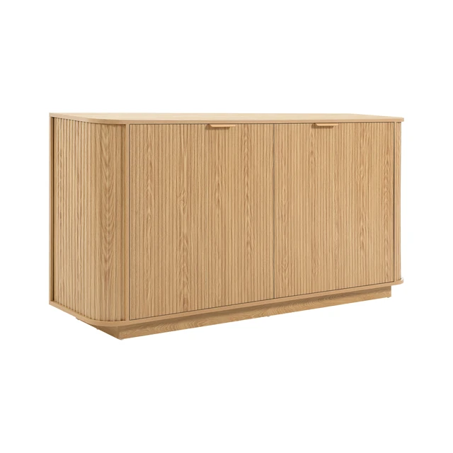 Alt view image 5 of 5 - 63 " Wavy Storage Sideboard, Double-Door Buffet Cabinet with Adjustable Shelves, Suitable for Kitchen, Living Room, Hallway - Versatile Storage (Natural)