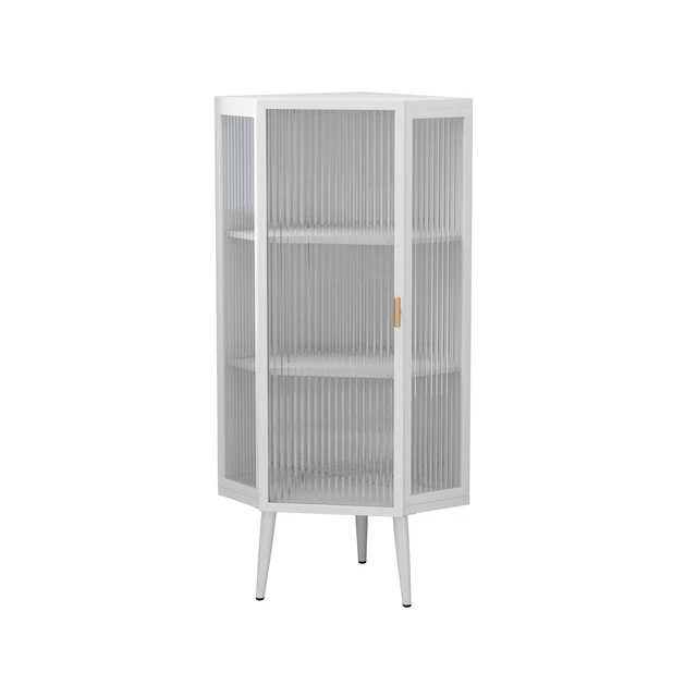 Alt view image 4 of 7 - 22.25'' Floor Coner Cabinet,Three Tiers with Tempered Glass Doors and Storage Shelves for Bathroom, Living Room and Bedroom (White)(same sku:W757P180793)