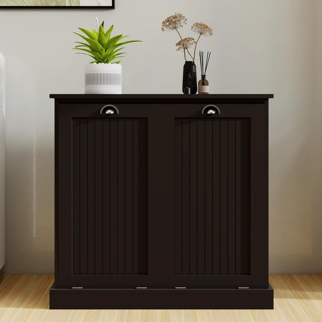 Main image of Two-Compartment Tilt-Out Laundry Sorter Cabinet-Black