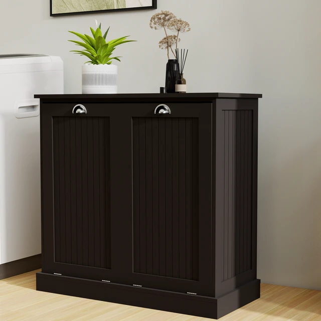 Alt view image 2 of 5 - Two-Compartment Tilt-Out Laundry Sorter Cabinet-Black