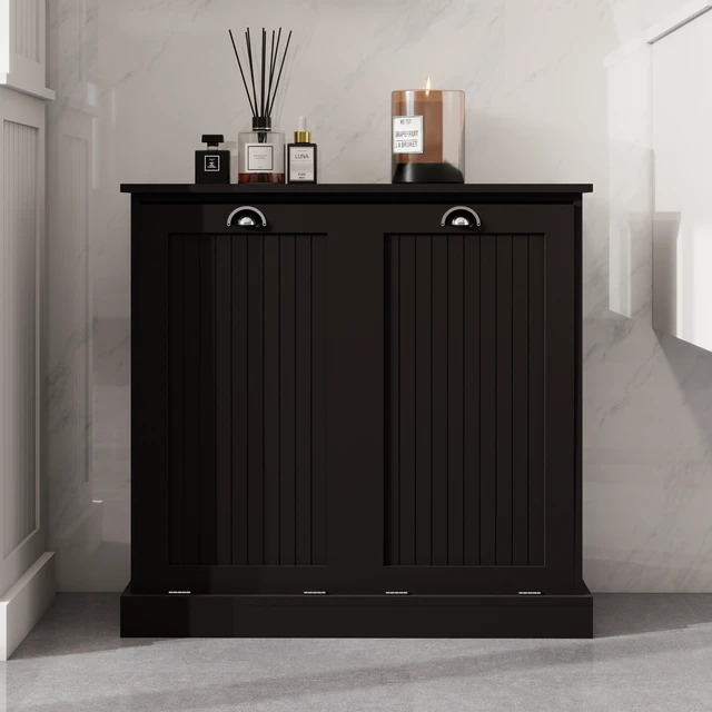Alt view image 3 of 5 - Two-Compartment Tilt-Out Laundry Sorter Cabinet-Black