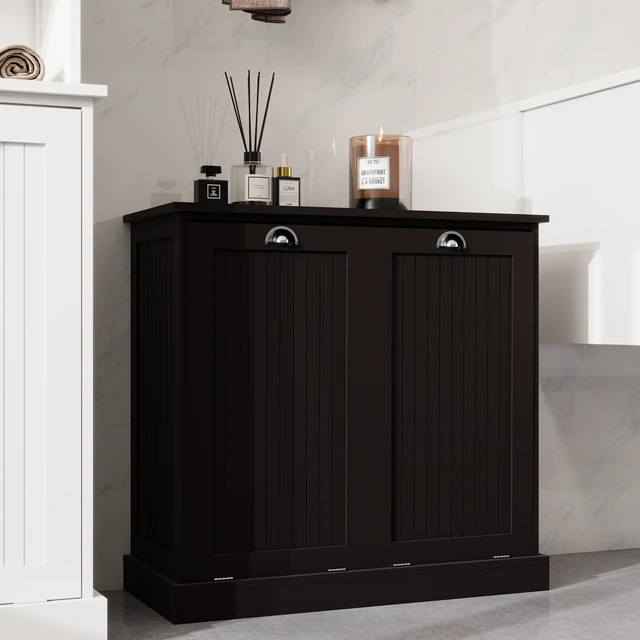 Alt view image 4 of 5 - Two-Compartment Tilt-Out Laundry Sorter Cabinet-Black