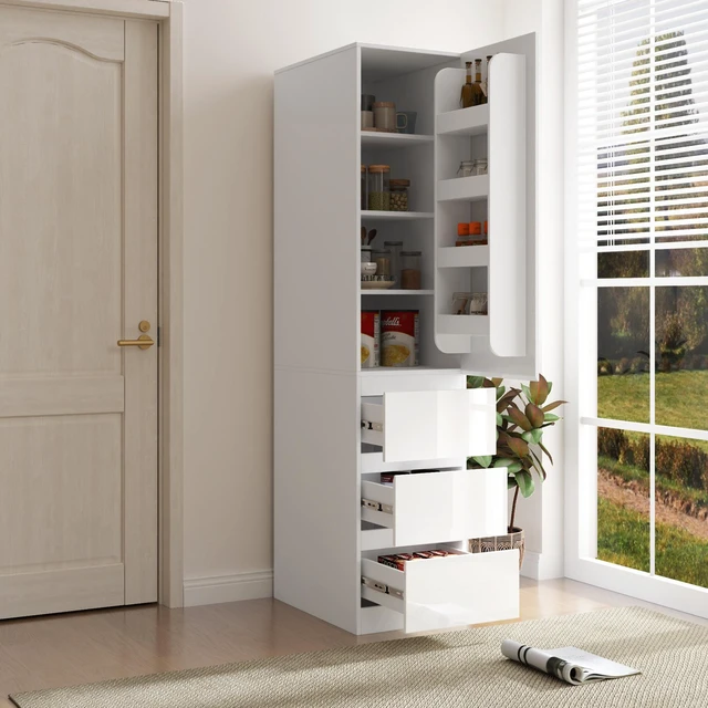 Main image of Kitchen Pantry Storage Cabinet,Food Pantry Cabinet with Doors ,shelves and drawers(Old SKU W331P295446)
