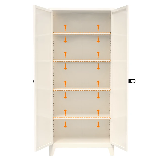 Alt view image 6 of 7 - 71'' 2 Shapely Door Cabinet With Lock, Metal Storage Cabinet with Doors and Adjustable Shelves, for Kitchen, Bedroom, Living Room(Beige)