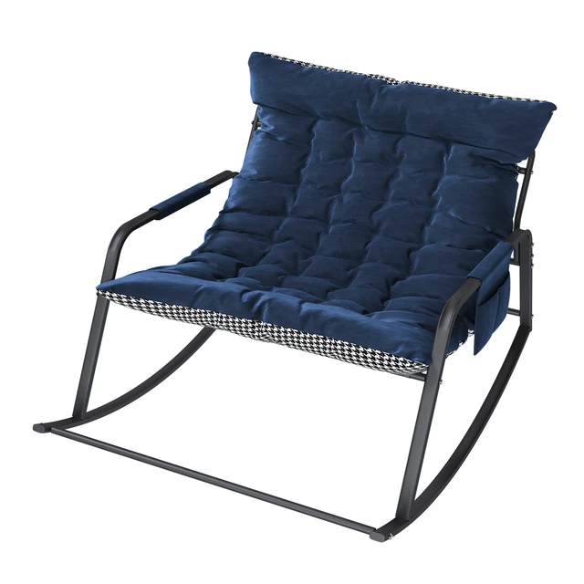 Alt view image 6 of 7 - Rocking Chair with Storage, Cushions & Armrests, All-Season Comfort Lounge Recliner, Breathable Ergonomic Lounge Chair for Bedroom, Living Room, Patio, Garden(Blue)