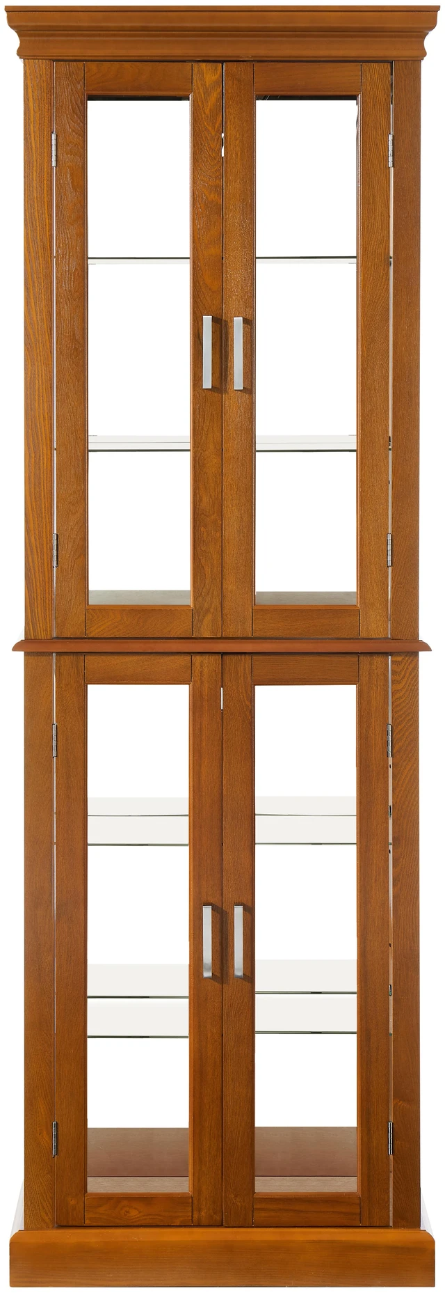 Alt view image 2 of 3 - Curio Cabinet Lighted Curio Diapaly Cabinet with Adjustable Shelves and Mirrored Back Panel, Tempered Glass Doors (OAK, 6 Tier), (E26 light bulb not included)