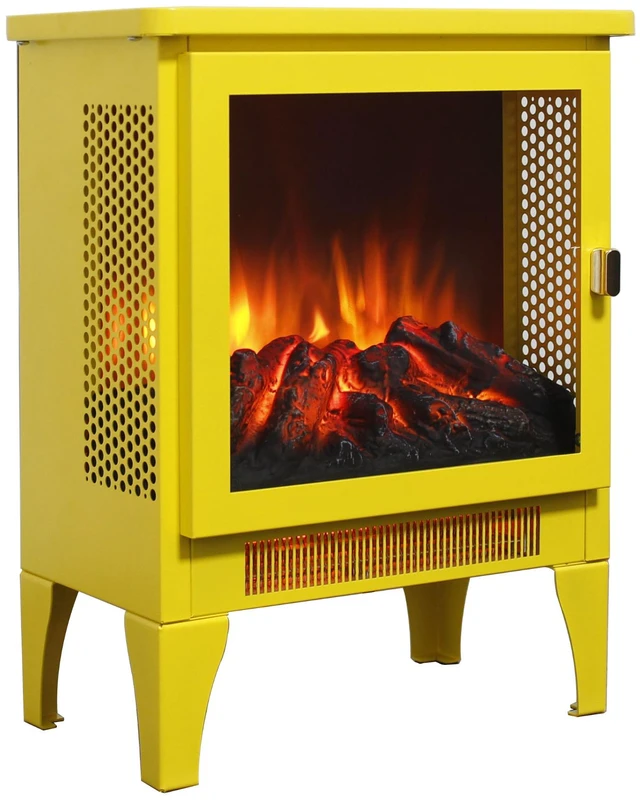 Main image of 18 inch Freestanding Electric Fireplace Stove heater with 3D Flame effect,Lemon Yellow