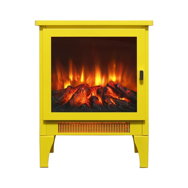 Alt view image 4 of 7 - 18 inch Freestanding Electric Fireplace Stove heater with 3D Flame effect,Lemon Yellow