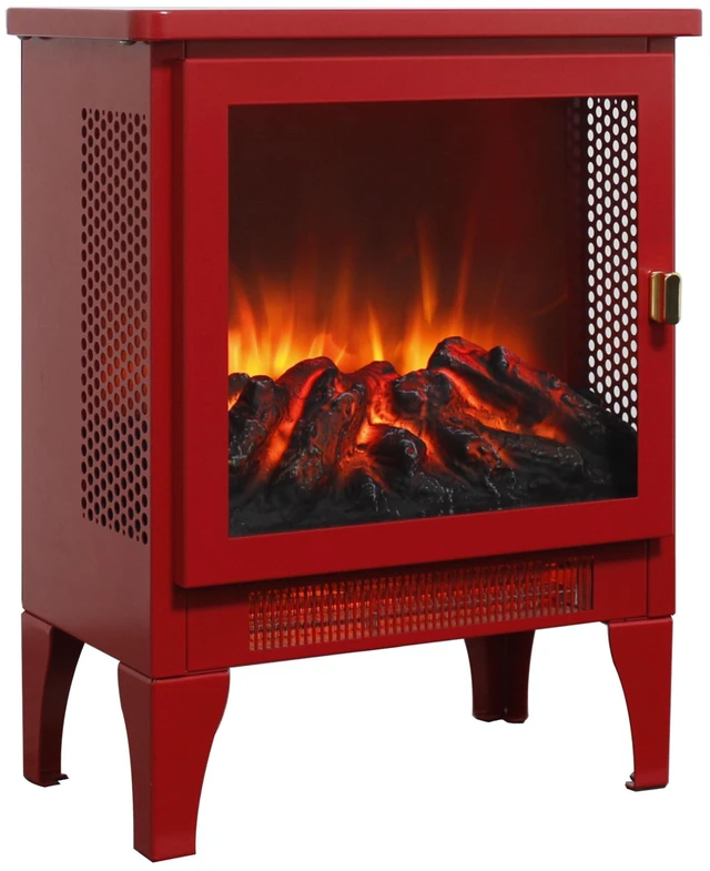 Alt view image 4 of 7 - 18 inch Freestanding Electric Fireplace Stove heater with 3D Flame effect,Classic Red
