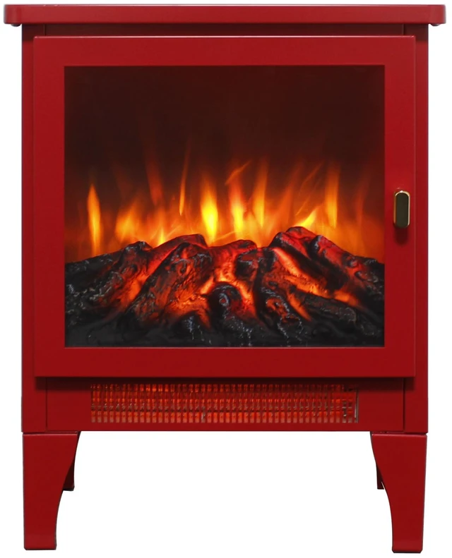 Alt view image 3 of 7 - 18 inch Freestanding Electric Fireplace Stove heater with 3D Flame effect,Classic Red