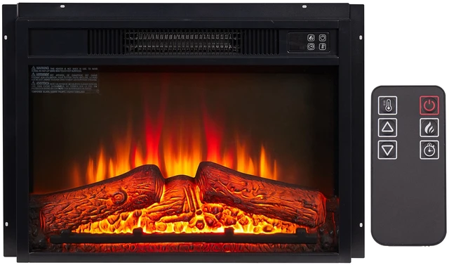 Main image of Electric Fireplace Insert 23" 1400W 120V ,Equipped with remote control, ultra thin heater with log set & realistic flame - BLACK