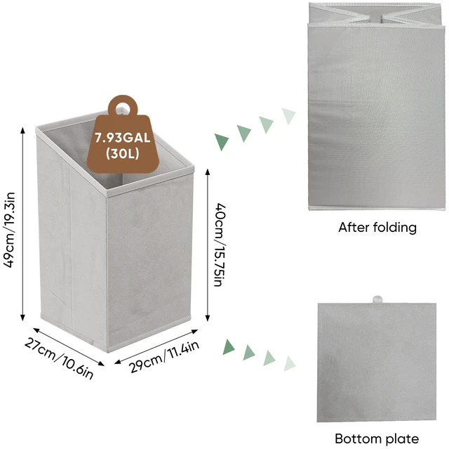 Alt view image 3 of 7 - Sloping laundry basket with removable inner basket, concealed laundry basket, bathroom laundry storage cabinet, freestanding household storage rack, oak color