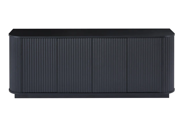 Alt view image 6 of 7 - Sideboard Storage Cabinet TV Stand with wave pattern Buffet Cabinet Wooden Vertical Striped Cabinet for Kitchen/Bedroom/Entryway. Black, 64''W x 15''D x 24''H.