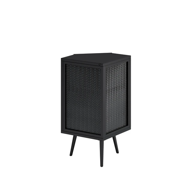 Alt view image 7 of 7 - 22.25" Floor Coner Cabinet with Tempered Glass Door & Storage Shelves for Bathroom, Living Room, Bedroom (Black)(same sku:W757130158)