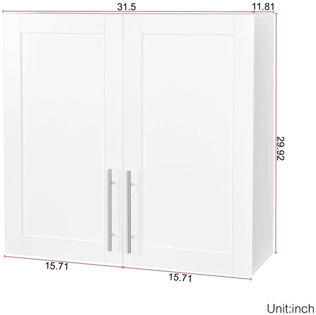 Alt view image 4 of 7 - Stackable Wall Mounted Storage Cabinet, 11.81 "D x 31.50"W x 29.92 "H, White
